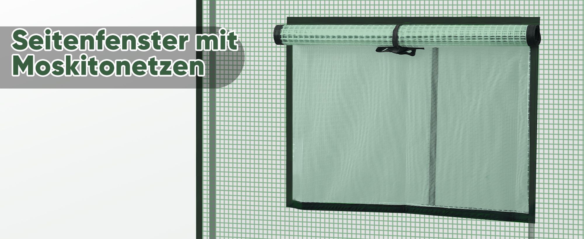 Sekey 200 x 77 x 170 cm Foliengewächshaus Schrägdach, Tomaten Gewächshaus mit verstärkter Struktur, Grün