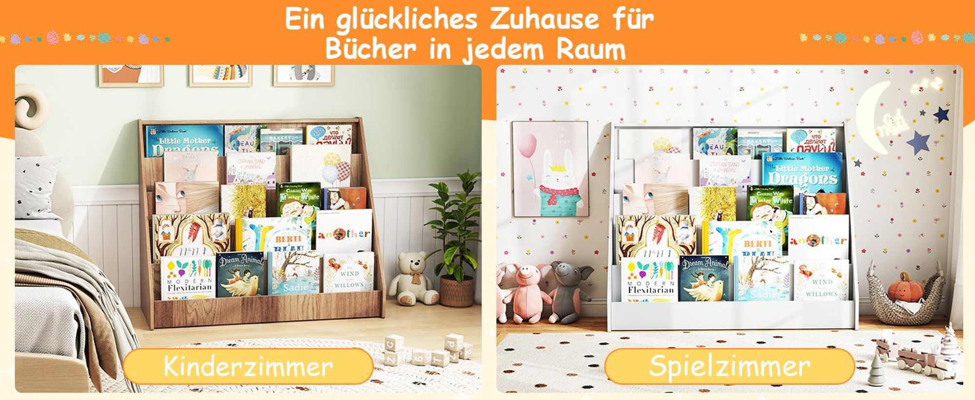COSTWAY Kinderregal mit 5 Fächern, Bücherregal für Kinder, Zeitungsständer aus Holz, Aufbewahrungsregal für Kinderzimmer, 91 x 38 x 76,5 cm (Natur)