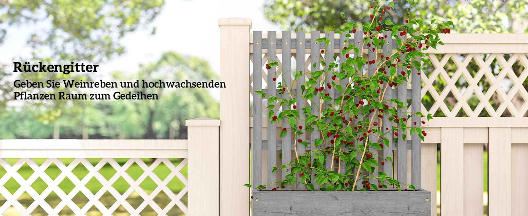Outsunny Blumenkasten, Bewegliches Hochbeet Pflanzkasten mit Spalier, Massivholz
