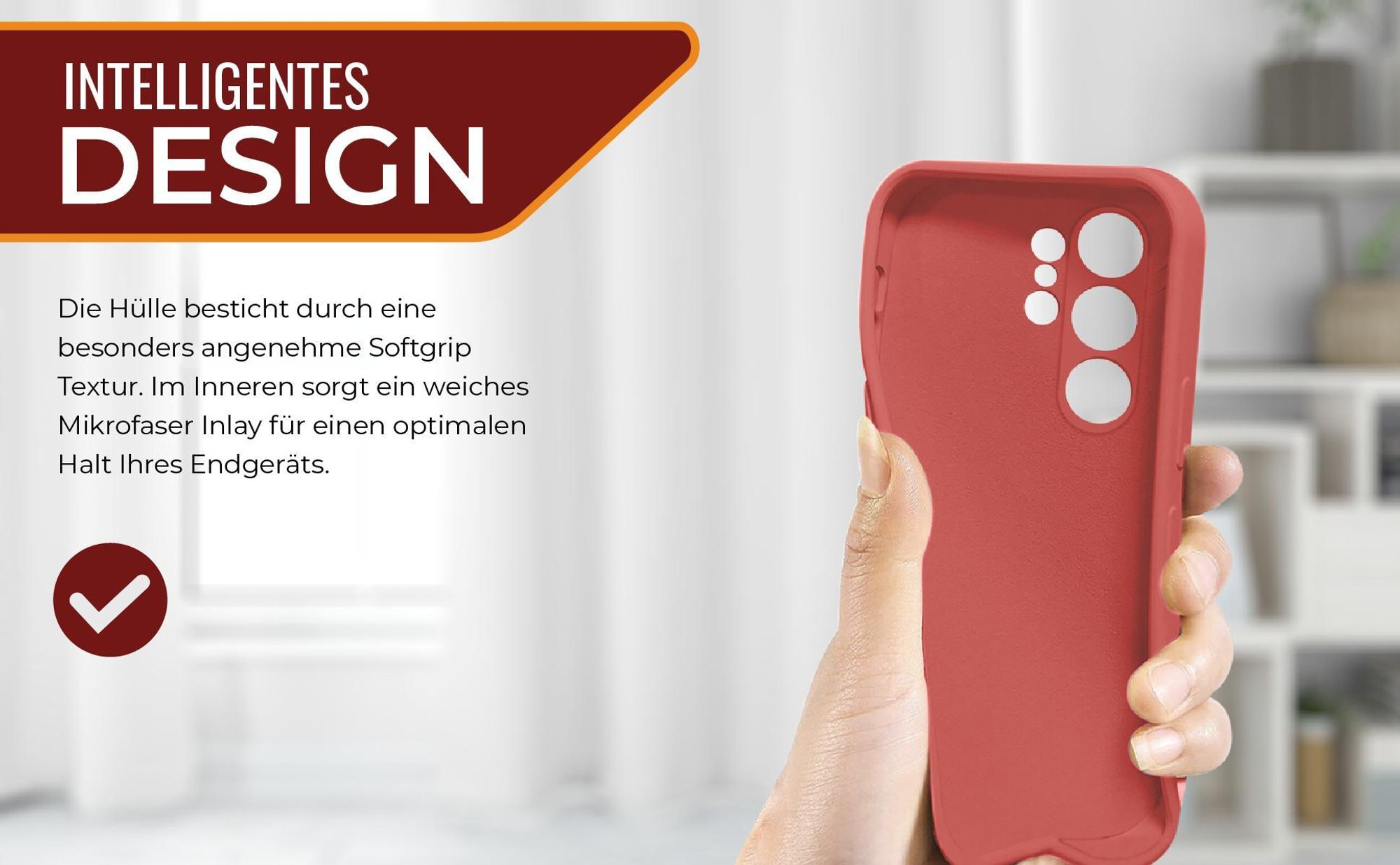 Slimcover in Rot für Samsung Galaxy S26 Ultra mit Mikrofraser Inlay
