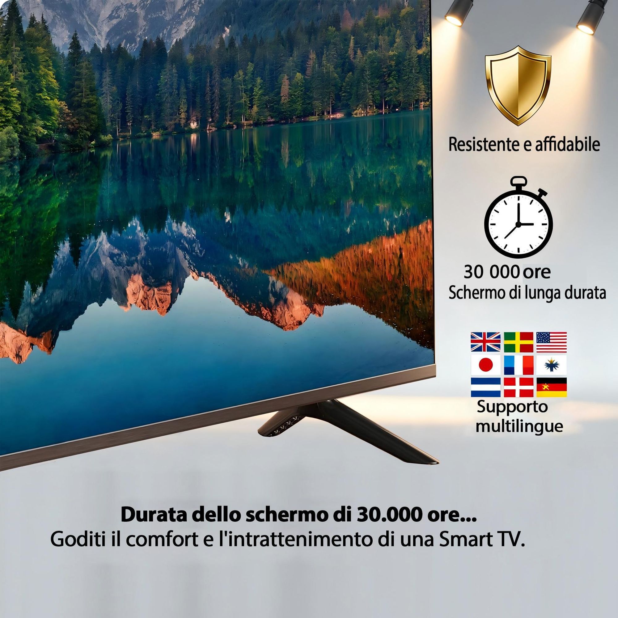 Hikers 43Z1 Televisore Smart TV - 43 pollici Schermo FHD 1920*1080 Risoluzione Android Compatibile Dolby Atmos Audio Qualità - Nero