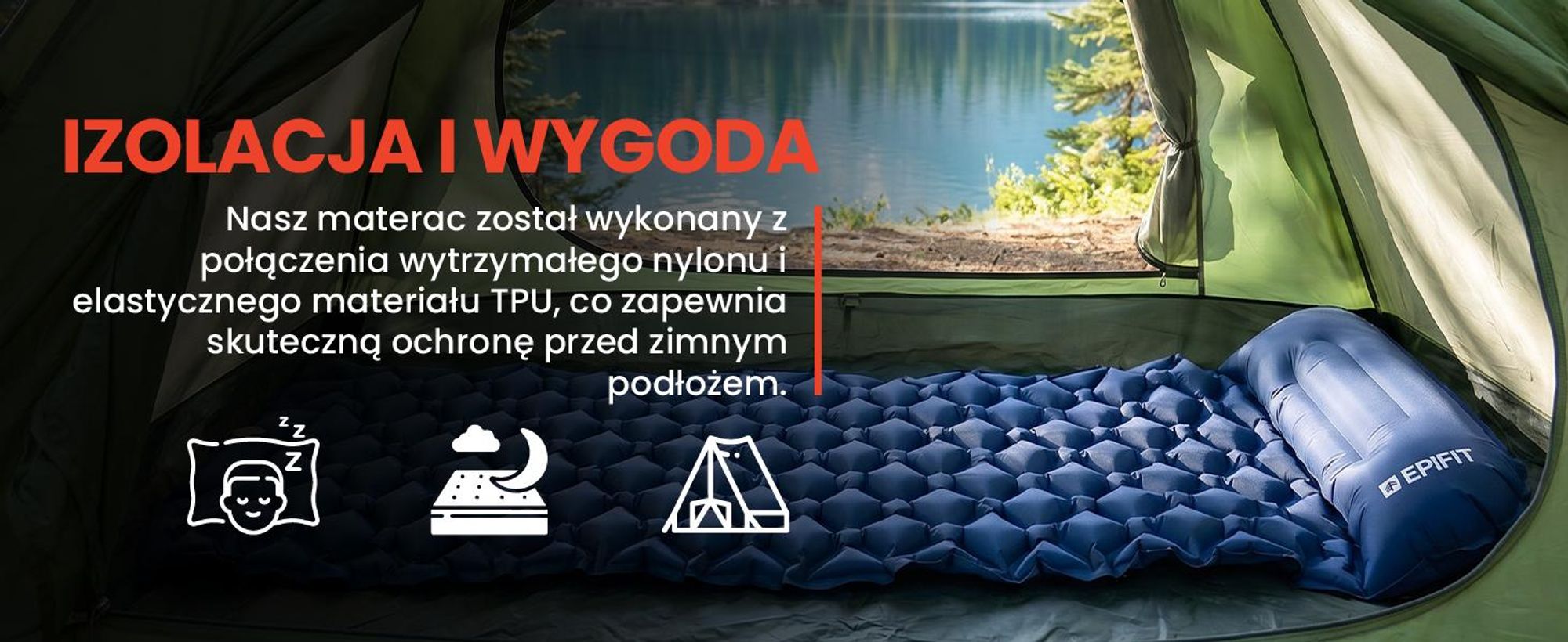Samopompujący się materac jednoosobowy w kolorze niebieskim