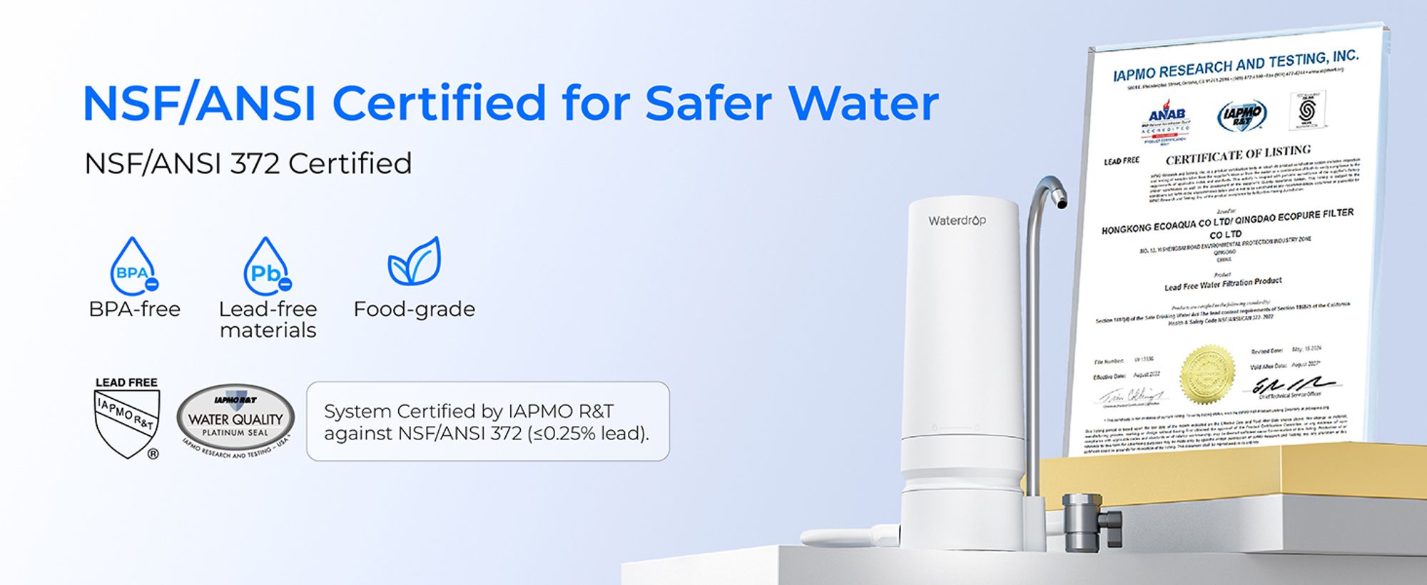 [Ultra Filtration] Waterdrop Arbeitsplatte Wasserfilter, Filterlebensdauer-Erinnerung, 4000 Gallonen, WD-CTF-07 (1 Filter Inbegriffen)