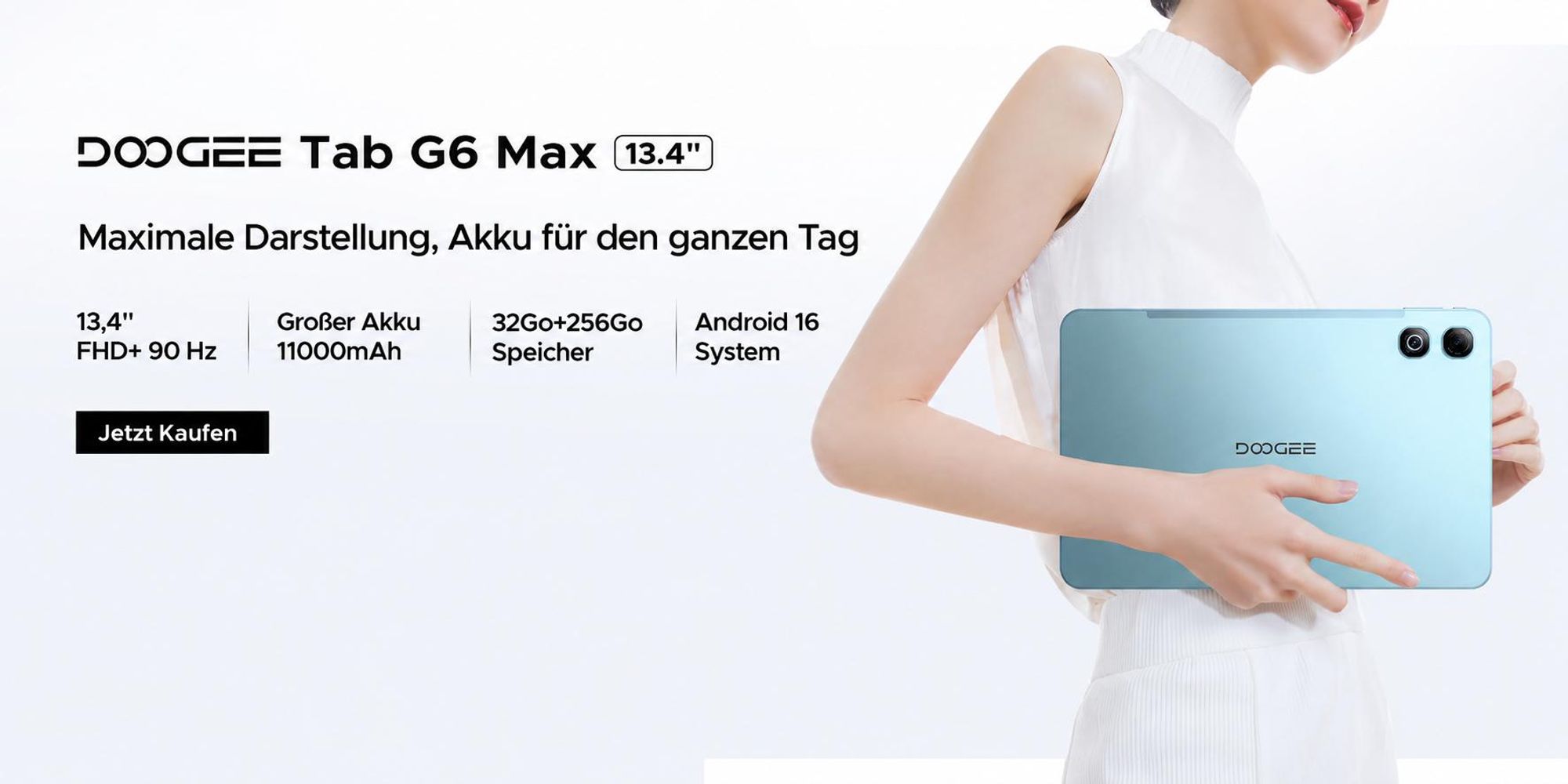 DOOGEE Tab G6 Max Tablet,Android 16, 13,4 Zoll, 32(6+26)GB+256GB/2TB TF, 4G LTE, 90Hz,11000mAh/18W,Widevine L1, 5G WiFi