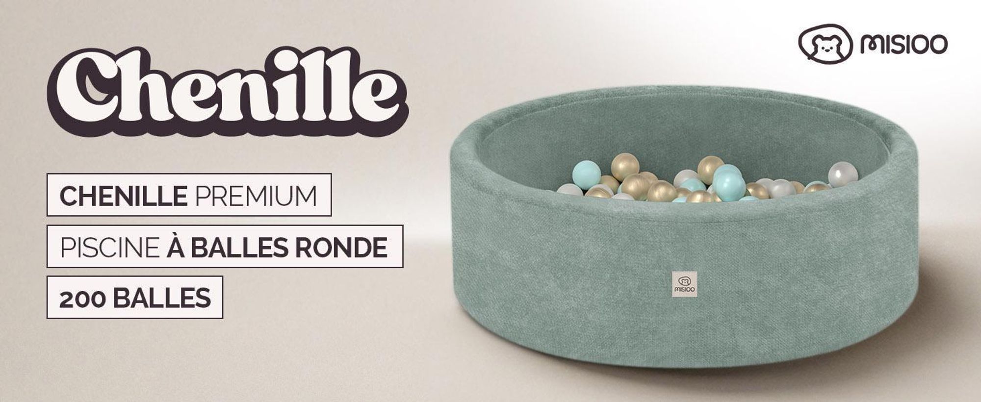 Piscine à balles MISIOO pour bébé 90 x 30 cm avec 200 balles de 6 cm de diamètre – Piscine à balles ronde pour enfants, mousse souple, housse amovible et lavable, piscine de jeu d'intérieur