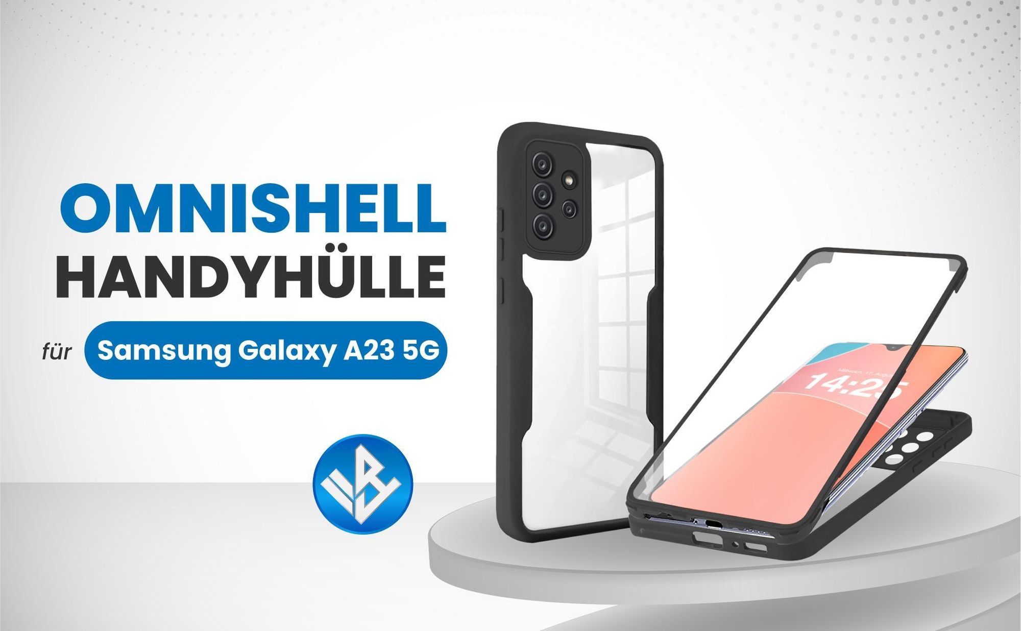 Schwarze 360 Grad Hülle für Samsung Galaxy A23 5G mit Kameraschutz