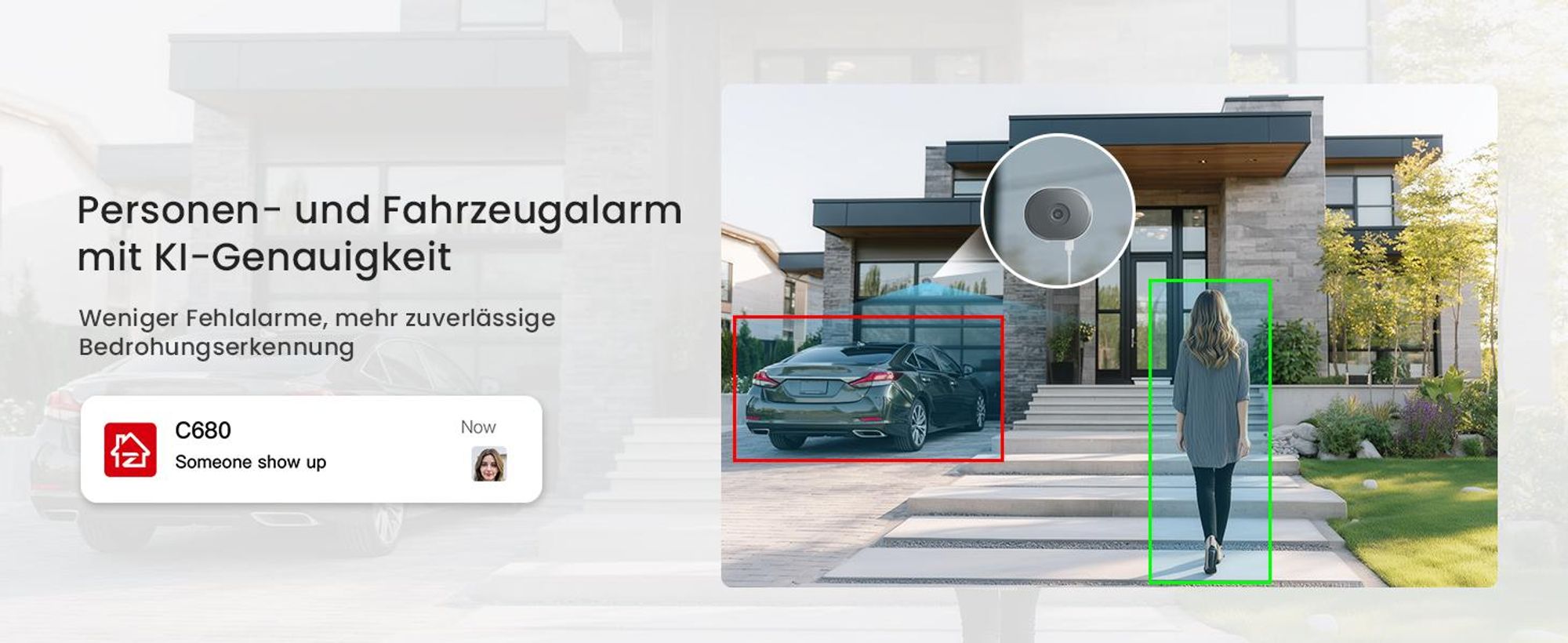 ZOSI C680 2K Fenster Überwachungskamera mit Vollfarb-Nachtsicht, 3MP 2,4/5 GHz WLAN Innenkamera mit KI-Erkennung, Cloud/Karte-Speicher, Plug-in Strom