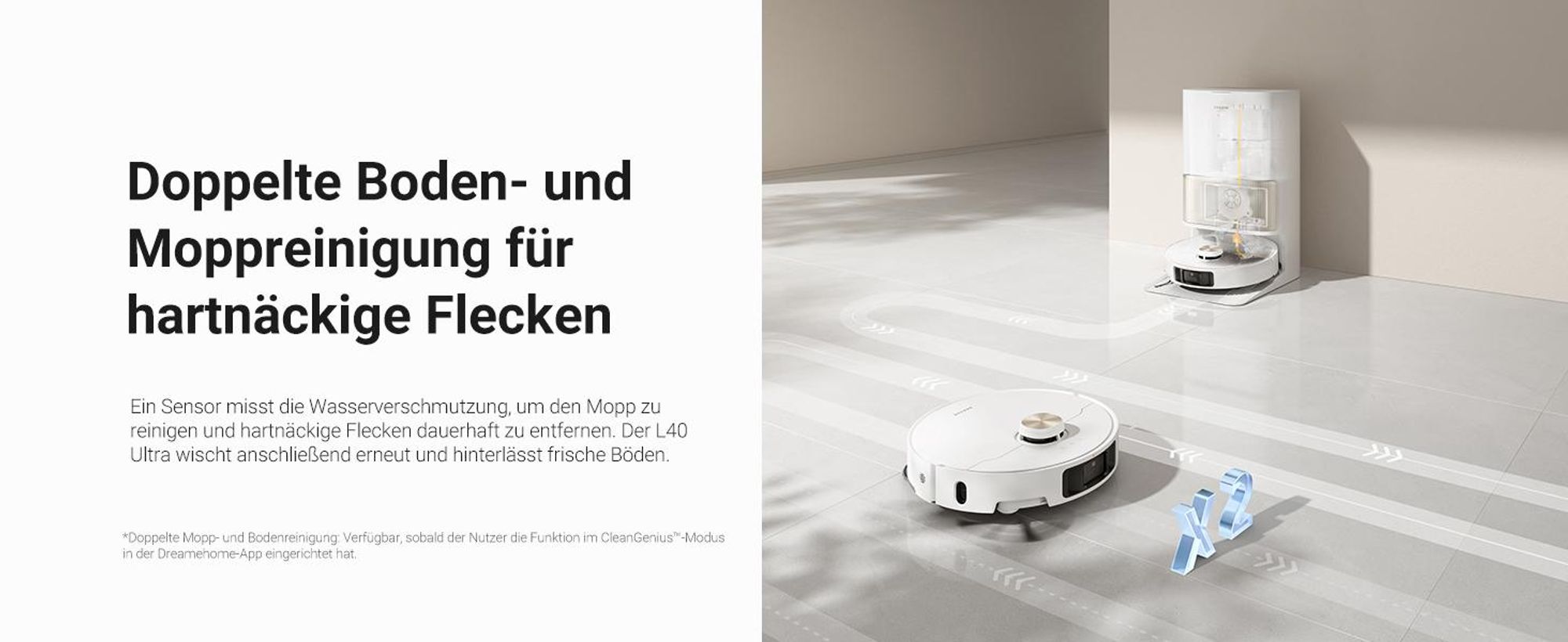 Dreame L40 Ultra Roboter Staubsauger mit Wischfunktion,11KPa Saugleistung,65°C selbstreinigendem,0 tangle Bürste,Obstacle Avoidance,All-in-One-Dock