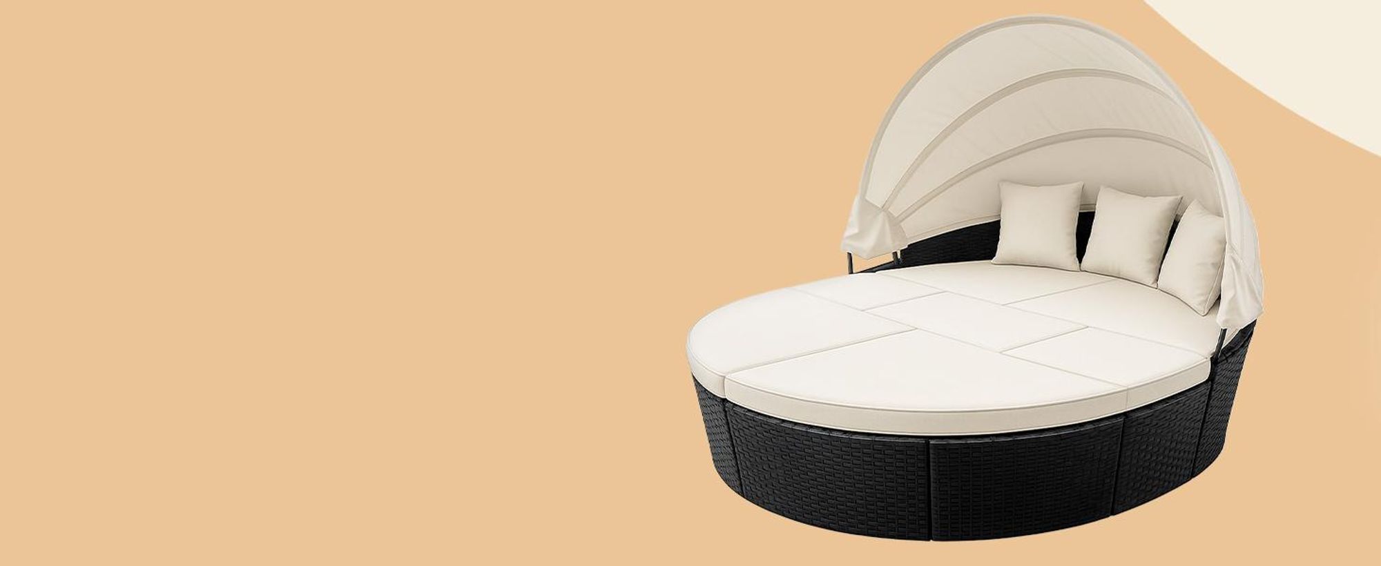 Kingsleeve® Sonneninsel Abdeckung Wasserdicht Winterfest Abdeckplane Gartenmöbel Schutzhülle Abdeckhaube Gartenliege Rund Daybed Ø190x90/50cm