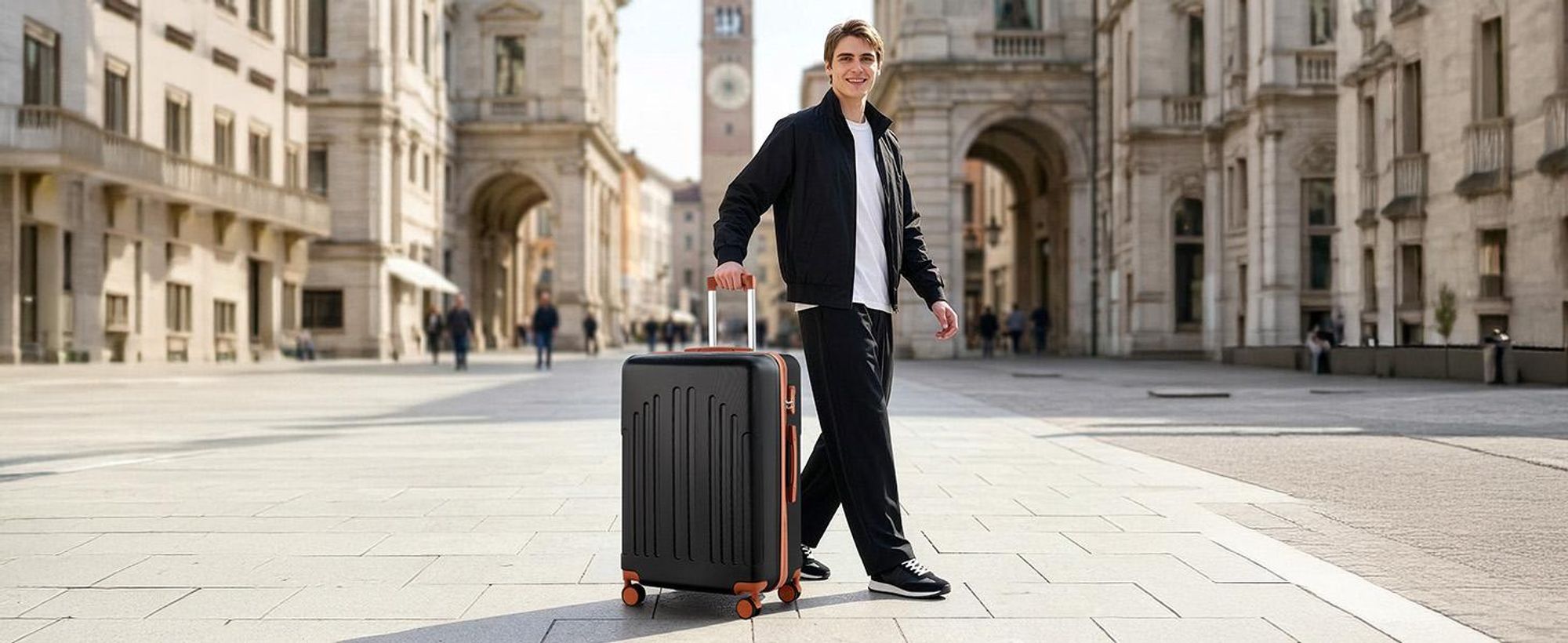 FCH 3tlg. Hartschalenkoffer Trolley Reisekoffer M/L/XL 360° Rollen Schwarz