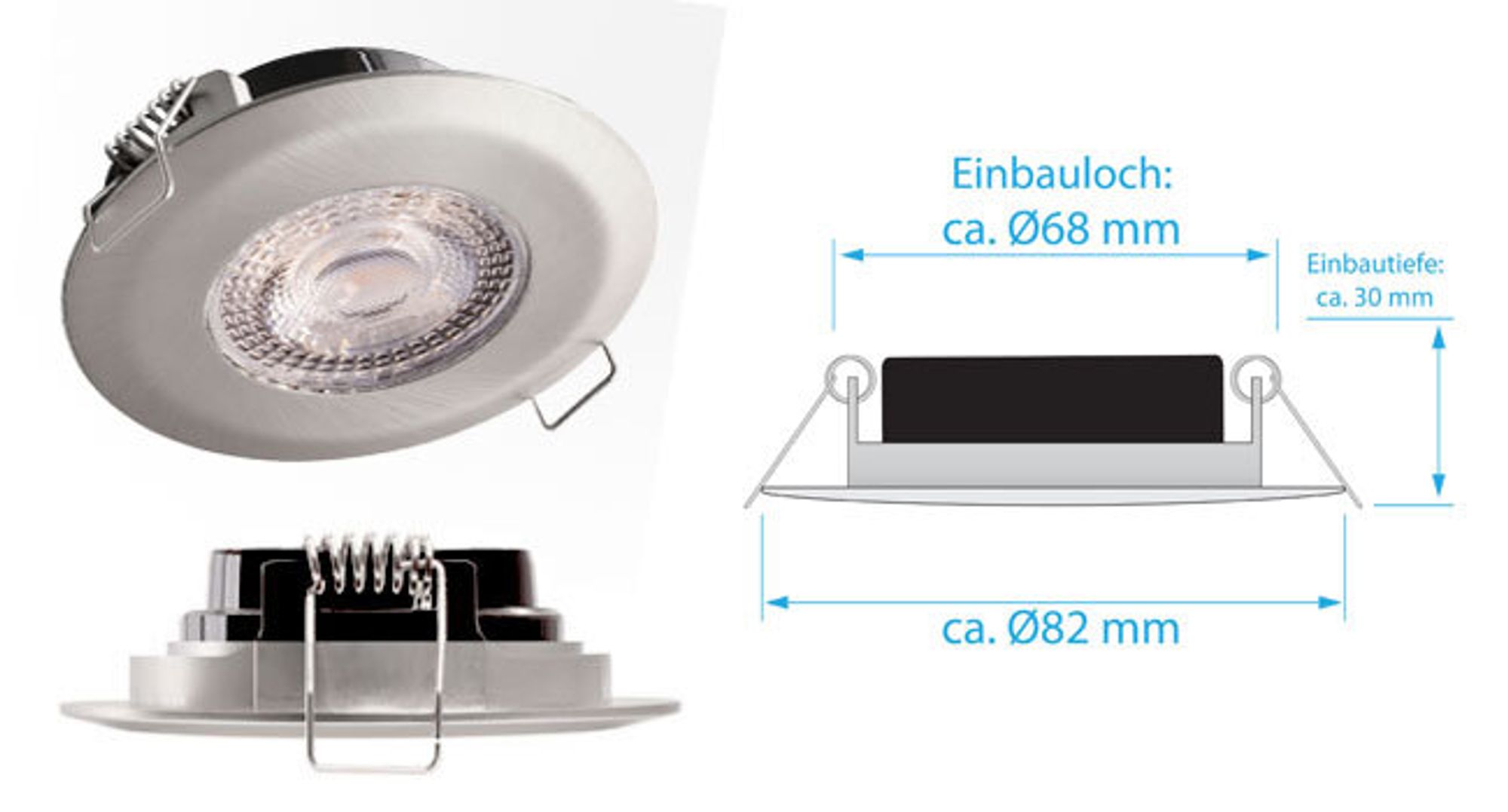 12x LED Bad Einbaustrahler Ultraflach 5 Watt Matt Schwarz 230V Rund warmweiß IP44 Deckenstrahler Spot Deckenspot Lumena SL82-NS