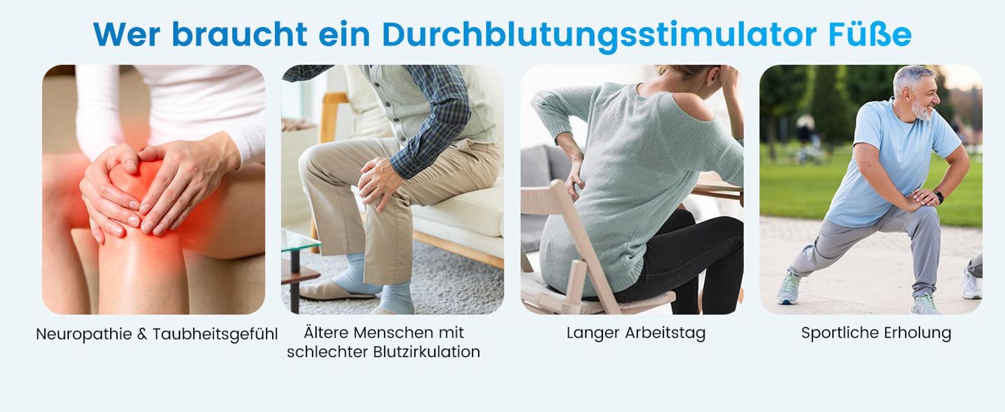 EMS Fußmassagegerät mit TENS – Durchblutungsstimulator für Beine & Füße gegen Müdigkeit, Schmerzen & Neuropathie