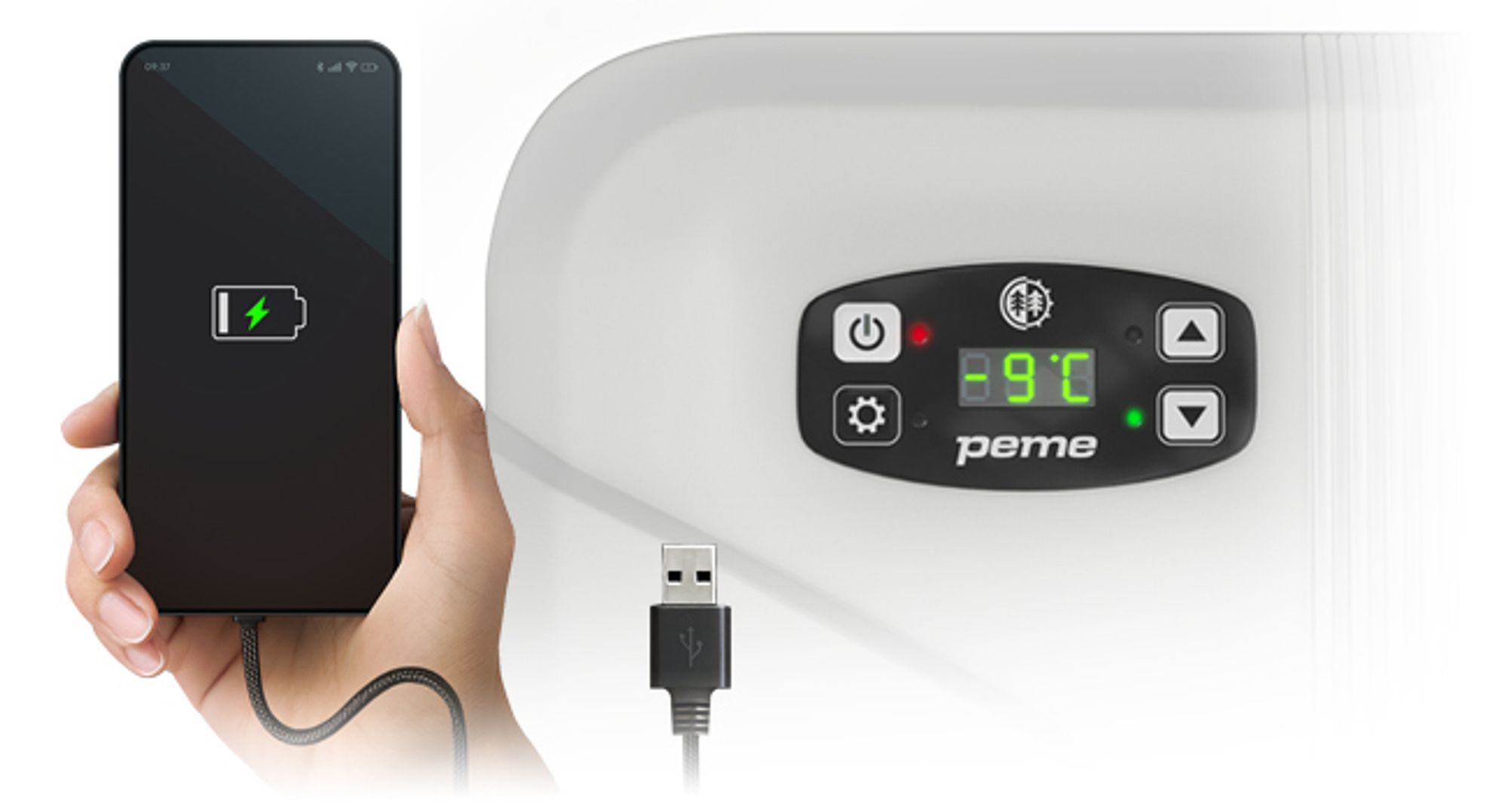 PEME Essential 26 l elektrická chladiaca taška 12 V 230 V – termoelektrická chladiaca taška do auta, na kempovanie, mini chladnička, taška na udržiavanie teploty, USB, ECO, tichá, čierna