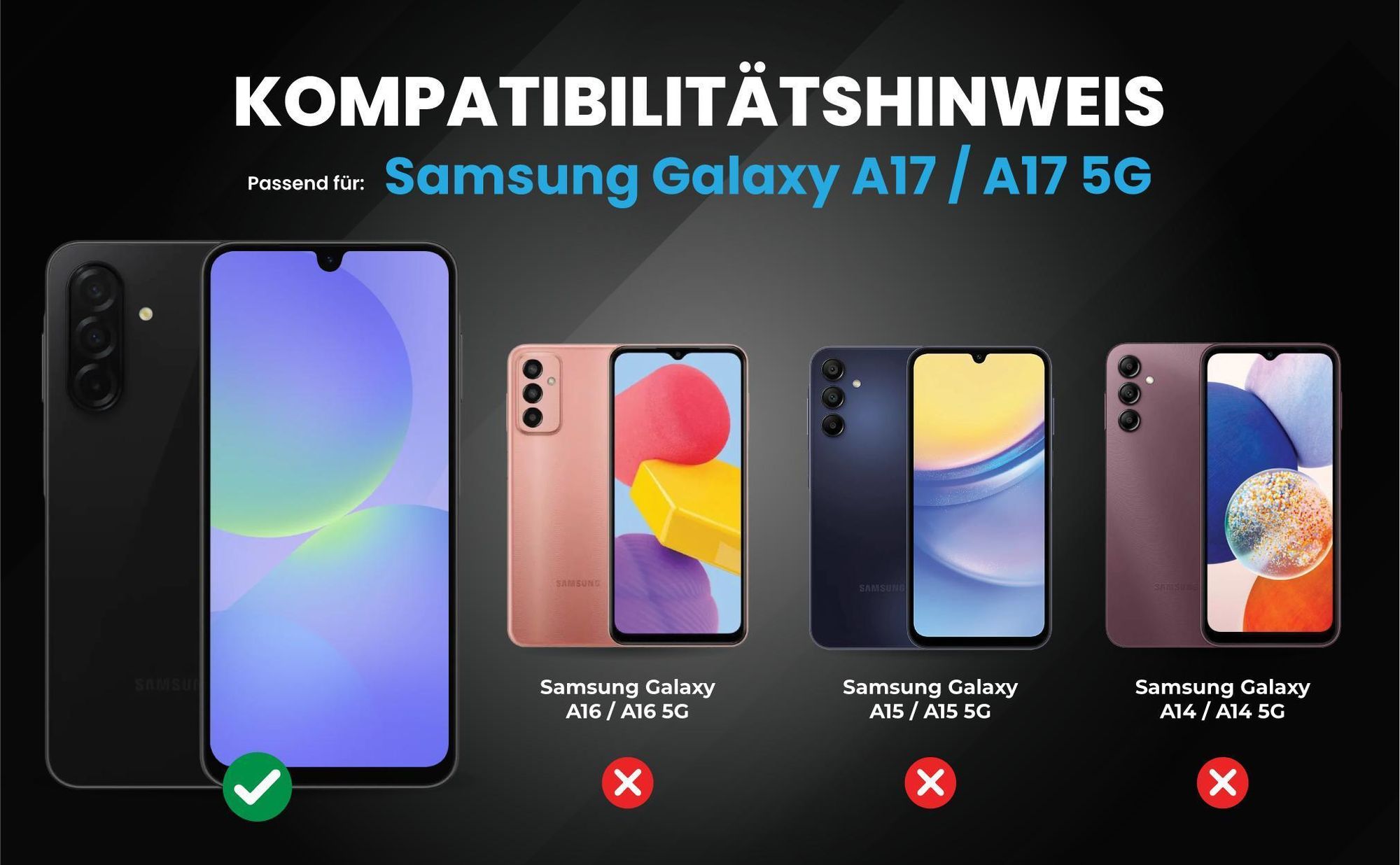 Kompatibilitätshinweise Hülle für Samsung Galaxy A17 / A17 5G