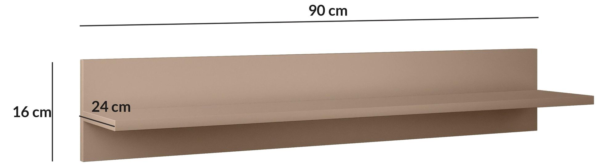 BETTSO IKON Wandregal Hängeregal Wandboard Bücherregal 90 cm Beige Macchiato