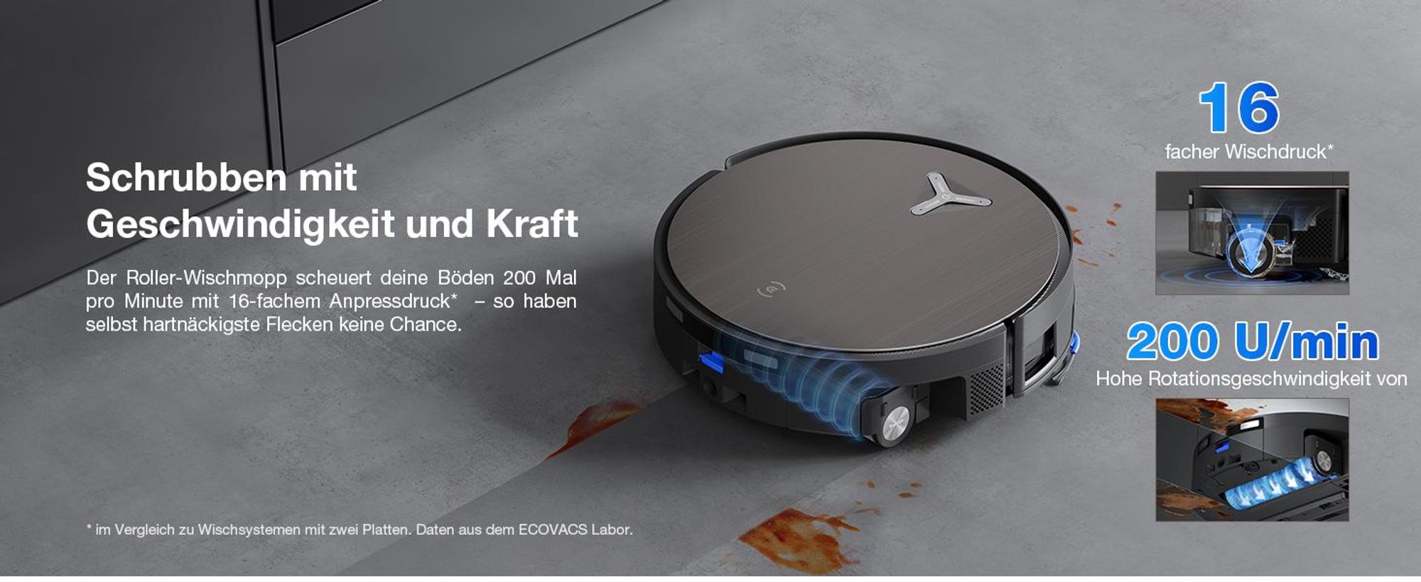 ECOVACS X11 PRO OMNI Staubsauger Roboter mit Wischfunktion, Blast + 19.500 Pa, ultraschnelles Akkuladen, OZMO Roller 2.0, Klettern max. 4 cm Höhe