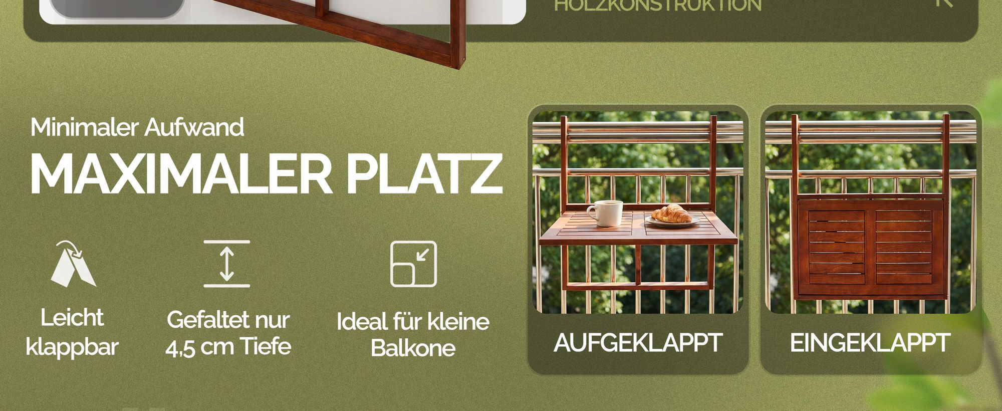 CASARIA® Balkontisch Klappbar