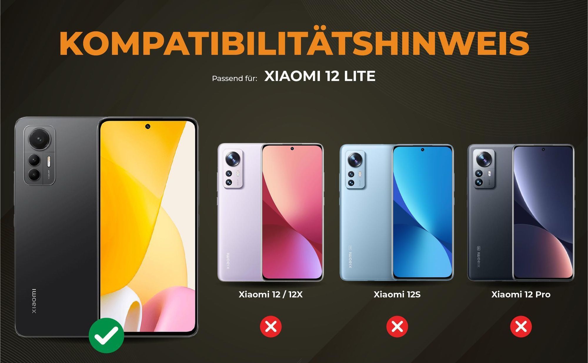 Kompatibilitätshinweise Hülle für Xiaomi 12 Lite