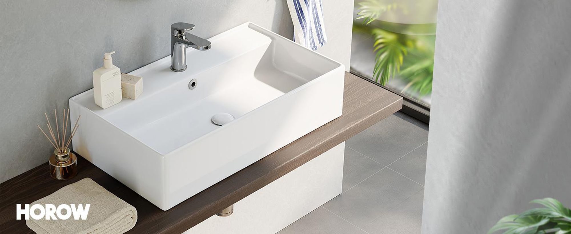 Wand Waschbecken mit dünnem Rand
