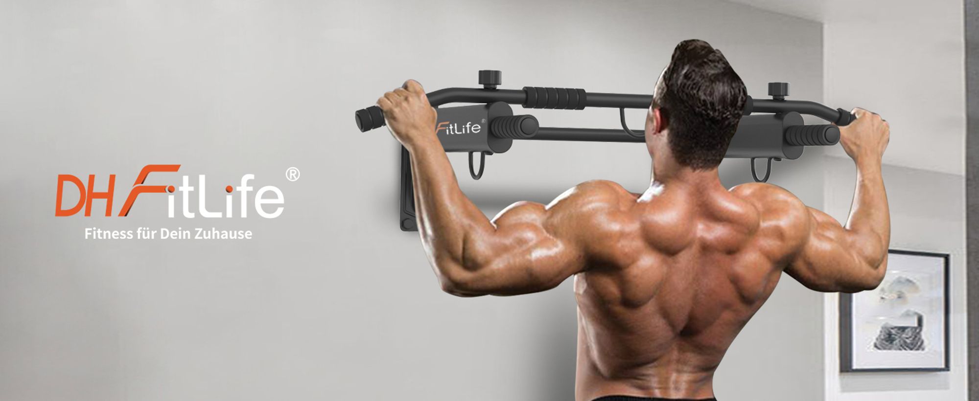 DH FitLife 4in1 Klimmzugstange zur Wandmontage, bis 200 kg für Zuhause | 6 rutschfeste Griffe | 3 Ösen für Boxsack & Schlingentrainer, Stabil & Sicher