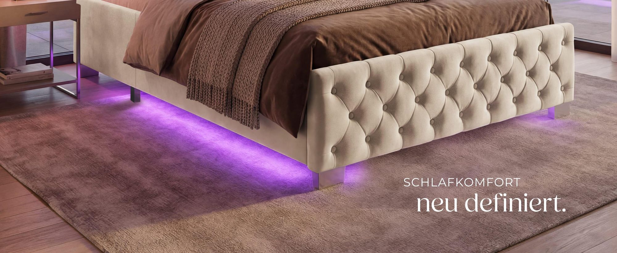 tectake® Polsterbett Daytona in Samtoptik mit Steppmuster großer Stauraum