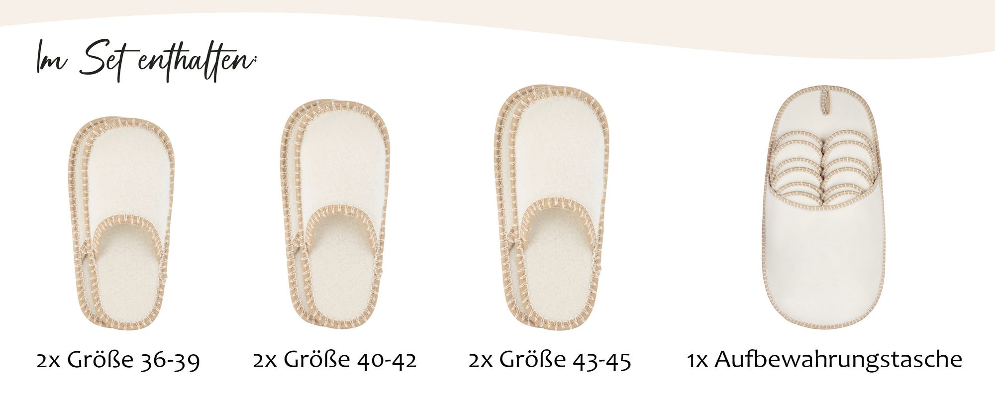 ONVAYA® ABS Gästepantoffel | Beige | 6er Set | Antirutsch Sohle | Hausschuhe | Filzpantoffel | Gr. 36-45 Gästehausschuhe