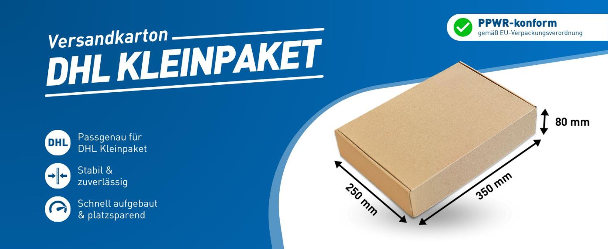 DHL Kleinpaket Karton 350x250x80mm Faltkarton Post Versandkarton Schachtel Braun