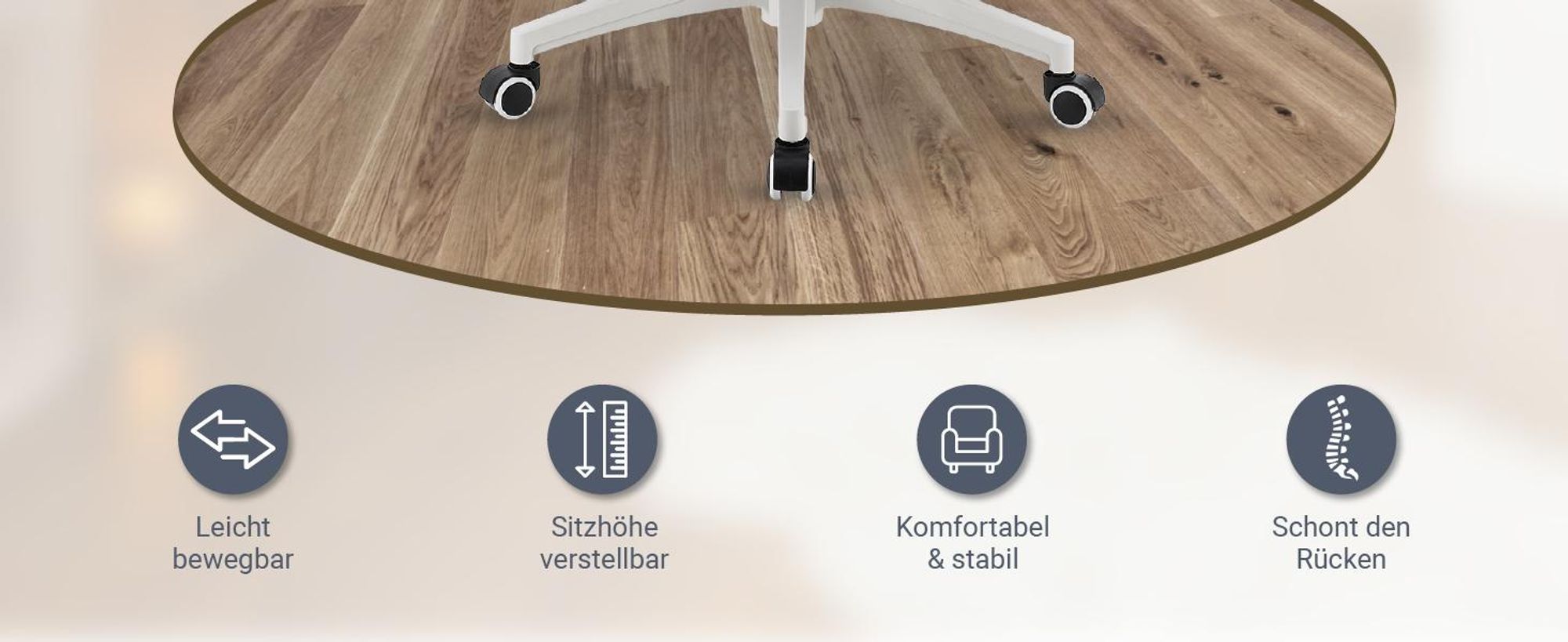 Juskys Bürostuhl Baltimore mit Rollen & Armlehne - ergonomisch & höhenverstellbar - Grau