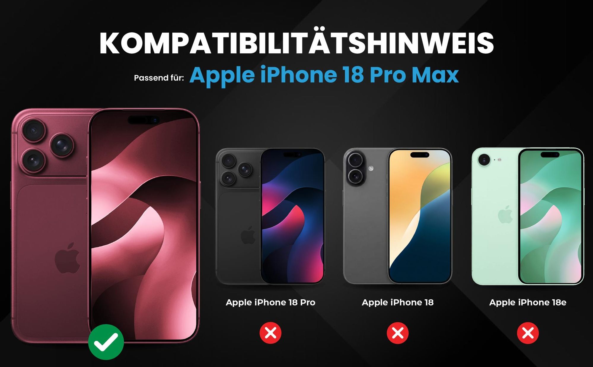 Kompatibilitätshinweise Hülle für Apple iPhone 18 Pro Max