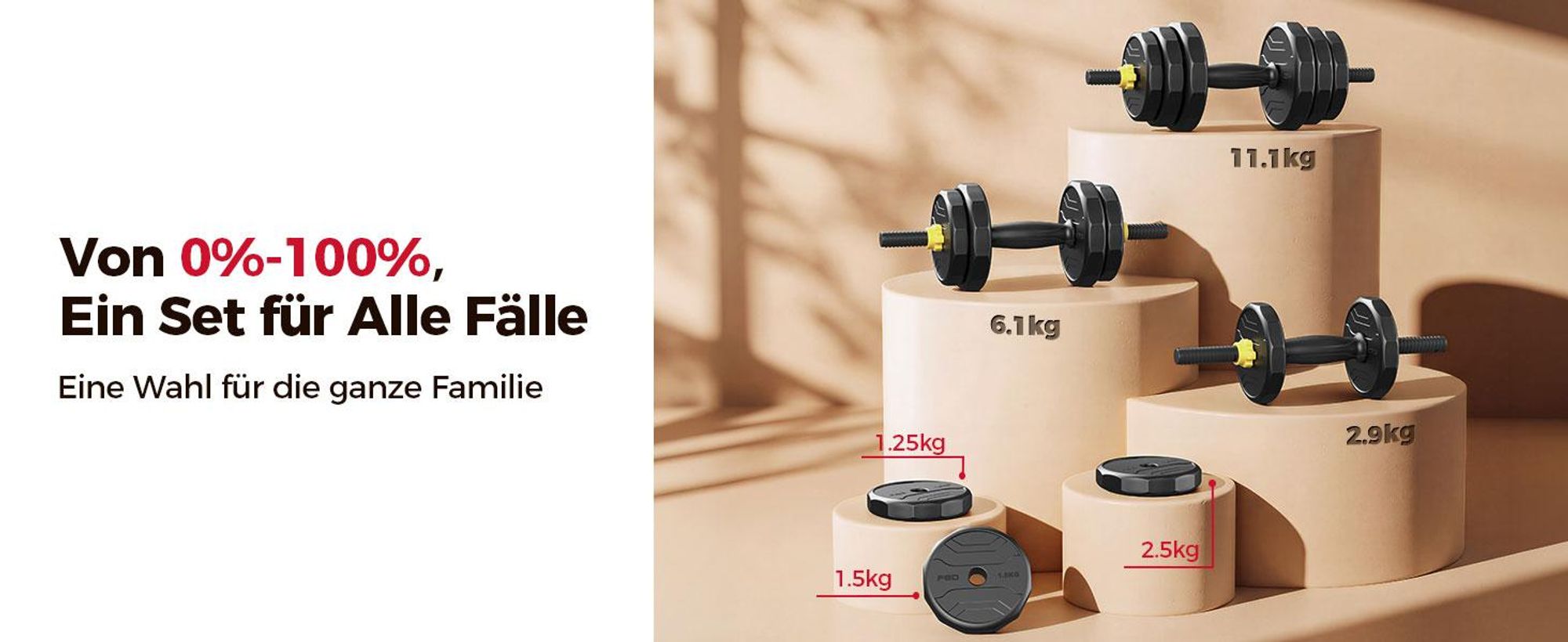 FEIERDUN 22 kg Hantelset, 4-in-1, für Langhantel, Kettlebell & Liegestütz