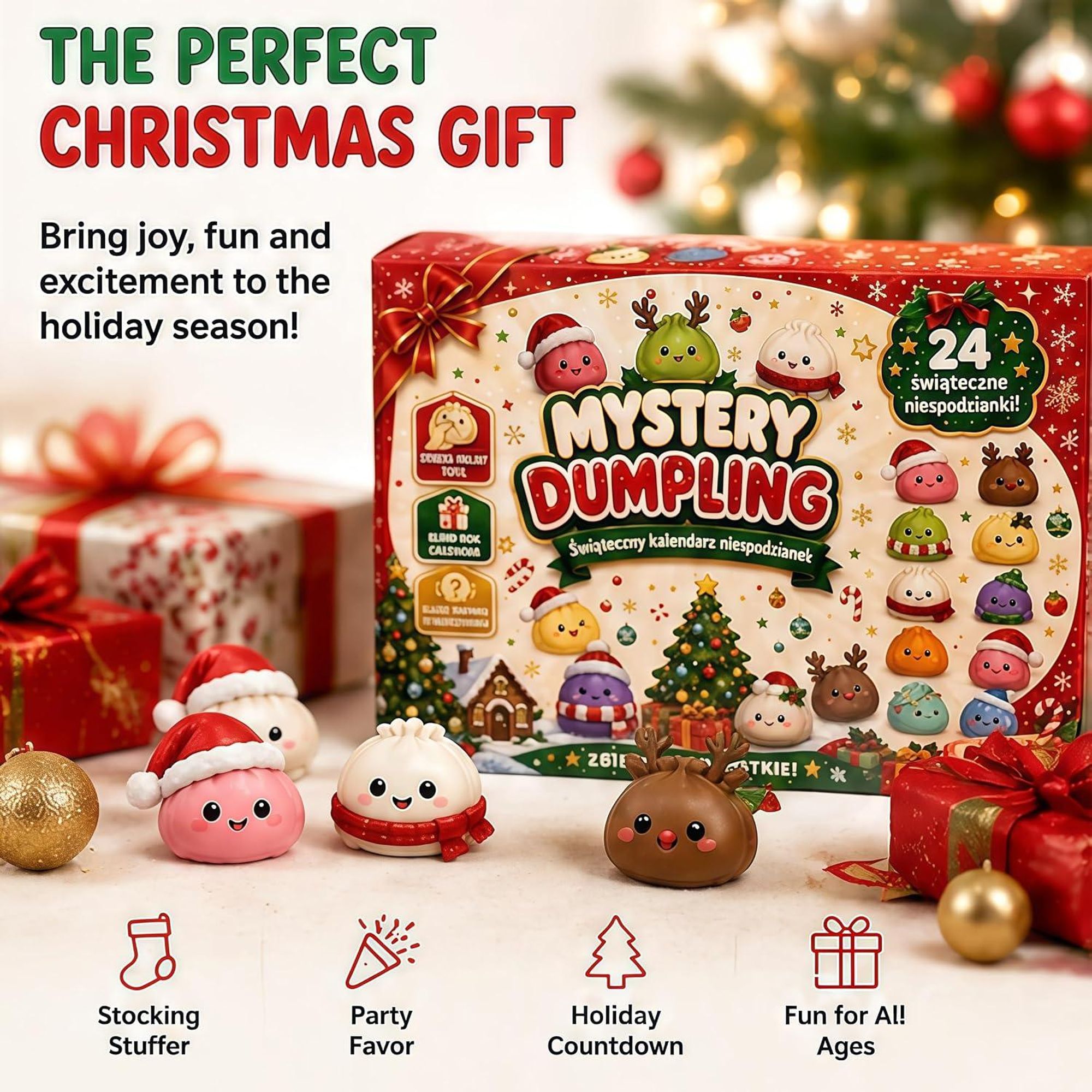 Weihnachten Adventskalender Quetschspielzeug-Kalender(A)24 Tage Weihnachten Countdown-Kalender,Überraschungs Fidget Spielzeug Geschenke für Kinder