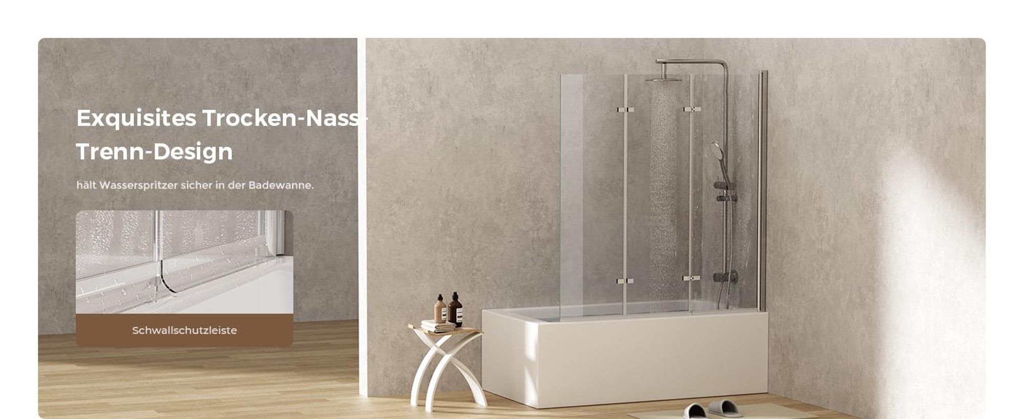 S'AFIELINA Badewannenaufsätze 130 x 140 cm 3 Stück Faltbare Duschabtrennung aus 6mm ESG Clear NANO Beschichtung ESG-Sicherheitsglas