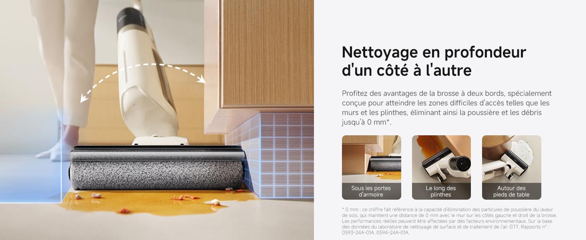 MOVA K30 Mix aspirateur laveur 18 000 Pa, plat 180°, brosses double rotation, nettoyage des bords, séchage air chaud, léger, 30 min autonomie