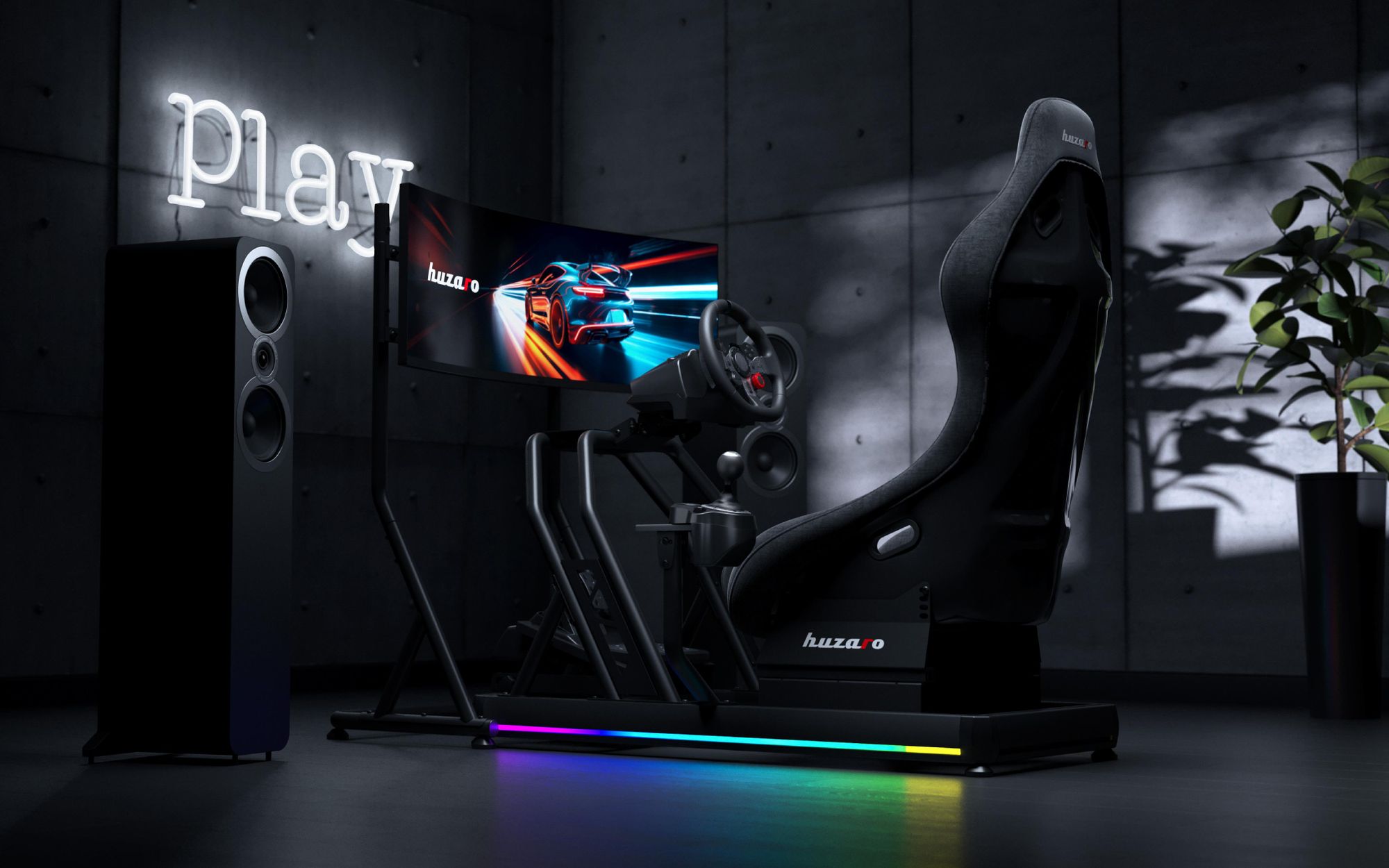 Huzaro Speed 9.1 | Sim Racing Monitor TV Stand Ständer | VESA 75x75 100x100 200x100 200x200 300x200 400x200 mm | für 32 bis 55 Zoll | bis zu 50kg