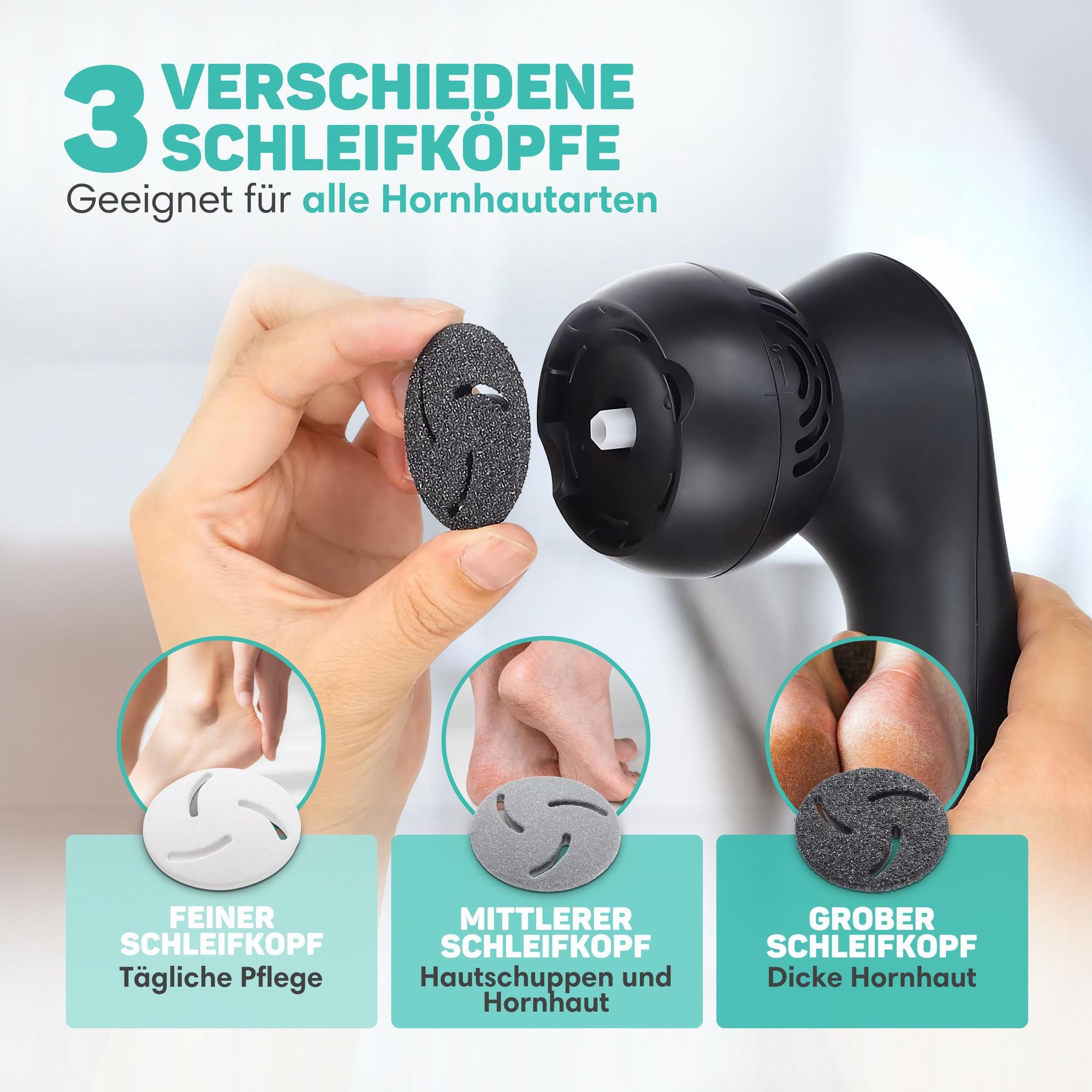 Vulpes Goods Elektrischer Hornhautentferner PRO, Professionelles Hornhautentferner Set, Fußfeile, USB Wiederaufladbar, Wasserdicht