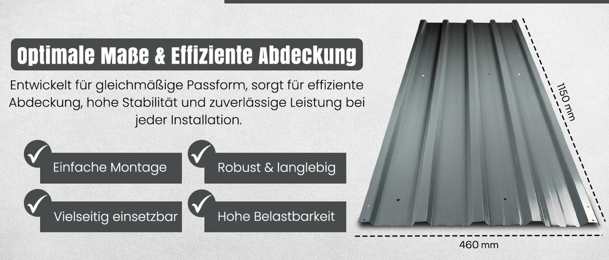 LP Projekt Trapezblech 12er Set – Profilblech 115x46cm (6,35m²) anthrazit – Dachplatten verzinkt aus Metall & Stahlblech – für Carport, Dach, Garage, Geräteschuppen, Wandverkleidung, Überdachung