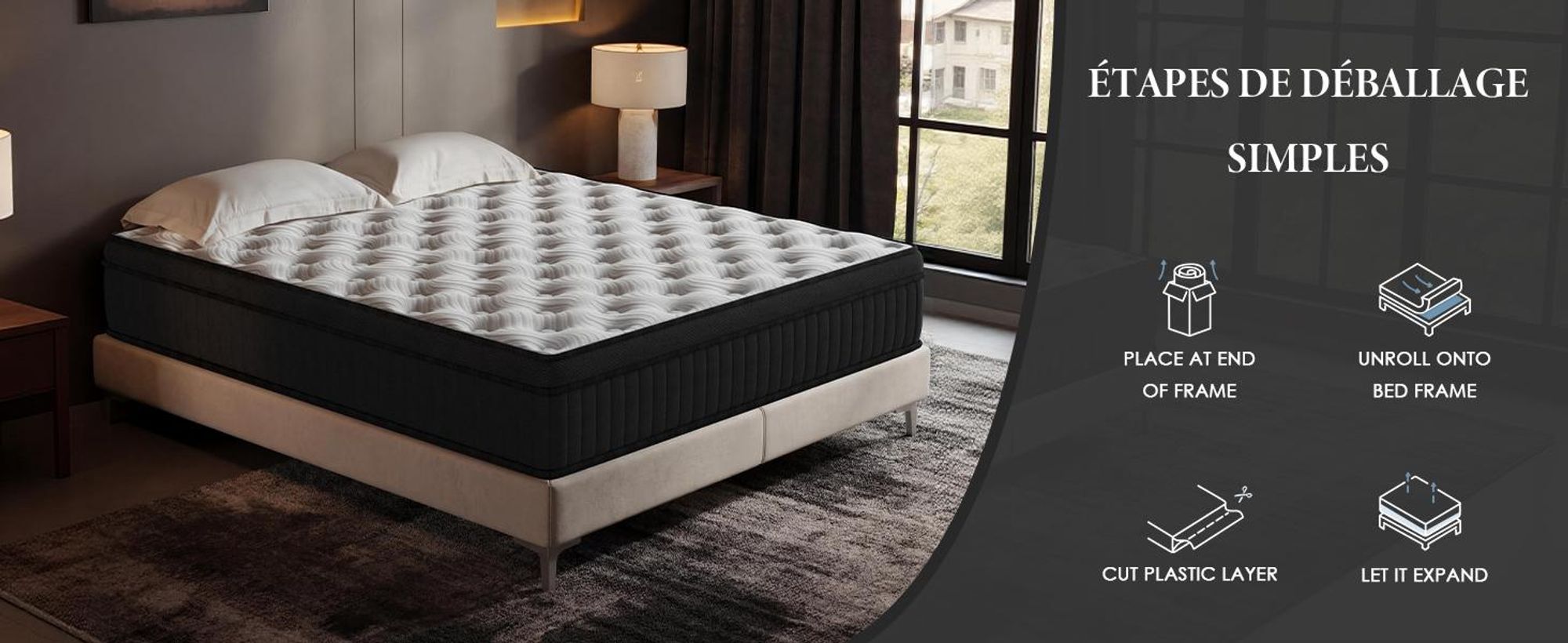 DEWINNER Matelas Hybride 160x200x25 cm, Mousse à Mémoire de Forme et Ressorts Ensachés Indépendants, Isolation des Mouvements, 7 Zones de Confort