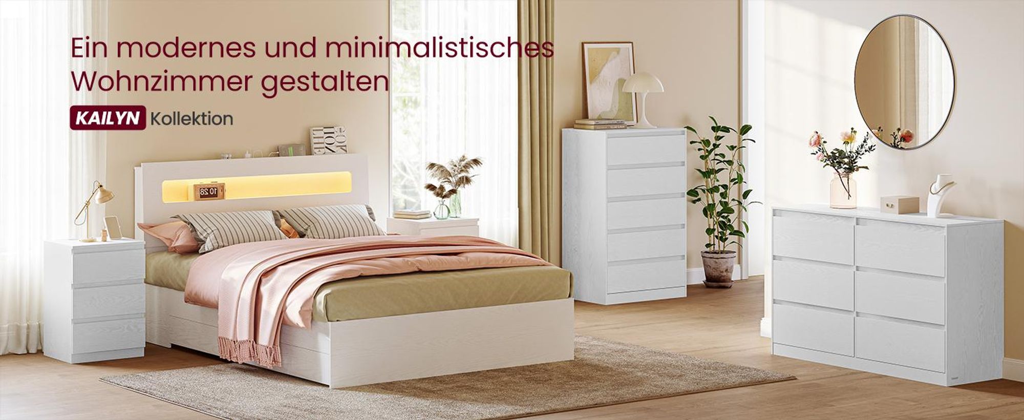 VASAGLE Kommode mit 5 Schubladen, Kommodenschrank, Schubladenschrank, Wäschekommode, für Schlafzimmer, 40 x 60 x 97,4 cm, Modern KAILYN Kollektion