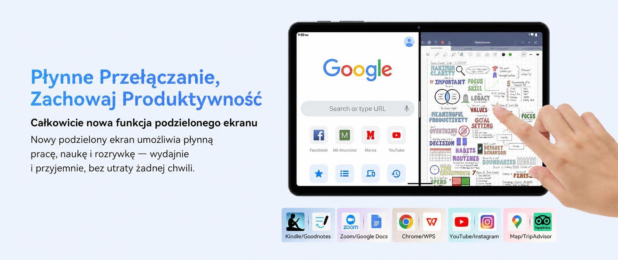 TABWEE T80 Tablet 10 cali, Android 15, 64 GB ROM, 1280 x 800 pikseli, bateria 6000 mAh, aparat 5 MP, WiFi 5G, Bluetooth, tablet Gemini AI