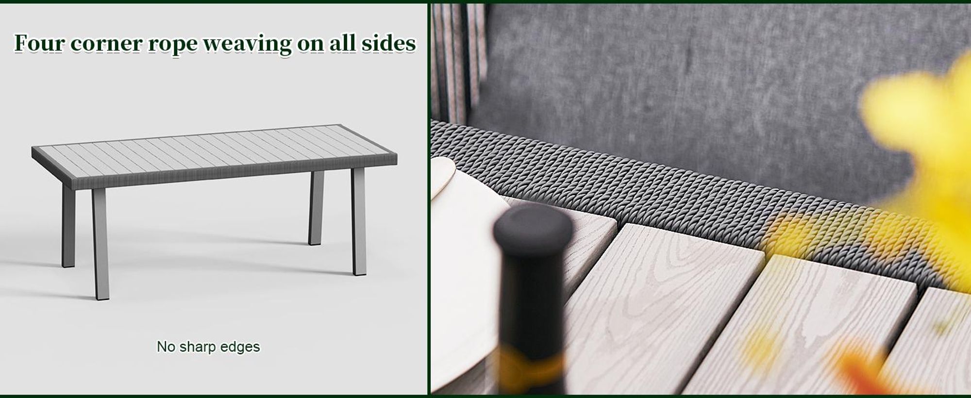 Rainsworth Gartenlounge-Set Rattan Bestehend aus 8 Sesseln und 1 Tisch mit 8 Kissen und 8 Sitzkissen
