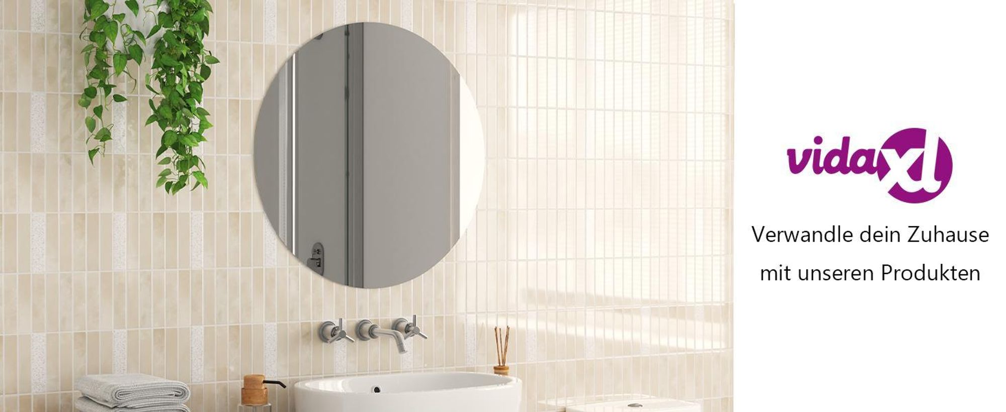 vidaXL Wandspiegel 70 cm Rund Glas