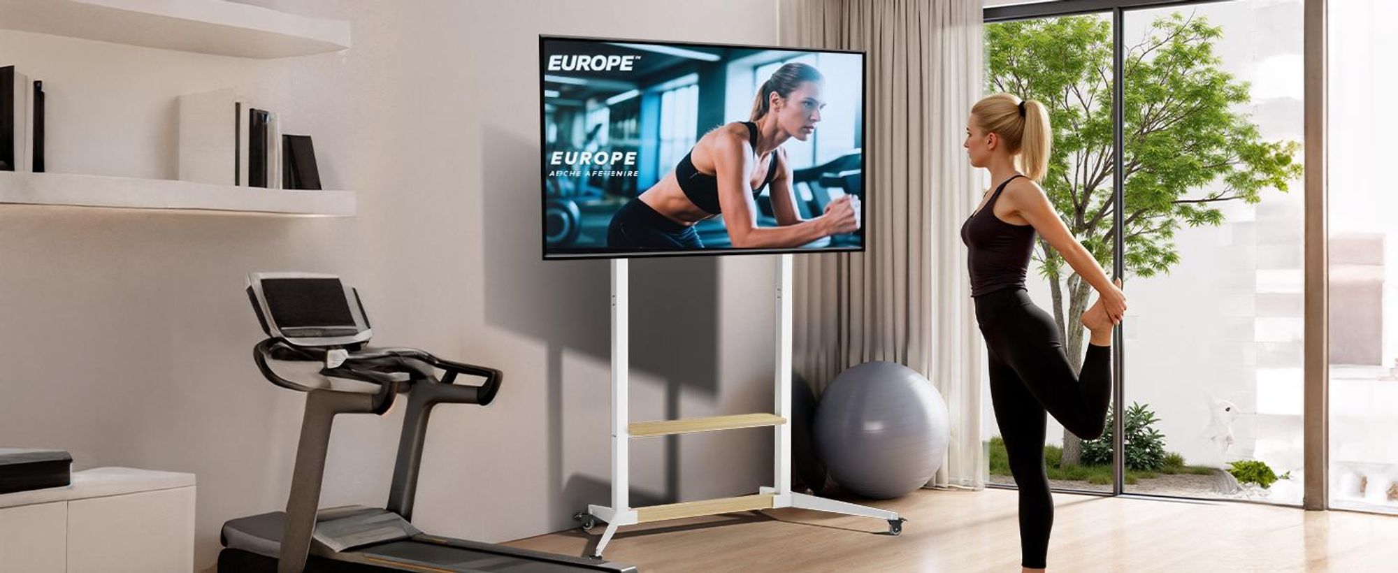 WISFOR TV Standfuss Höhenverstellbar, TV Ständer Rollbar, TV Wagen mit Ablagen für 40-100 Zoll Fernsehstand, VESA 800x600mm, bis Max 100kg