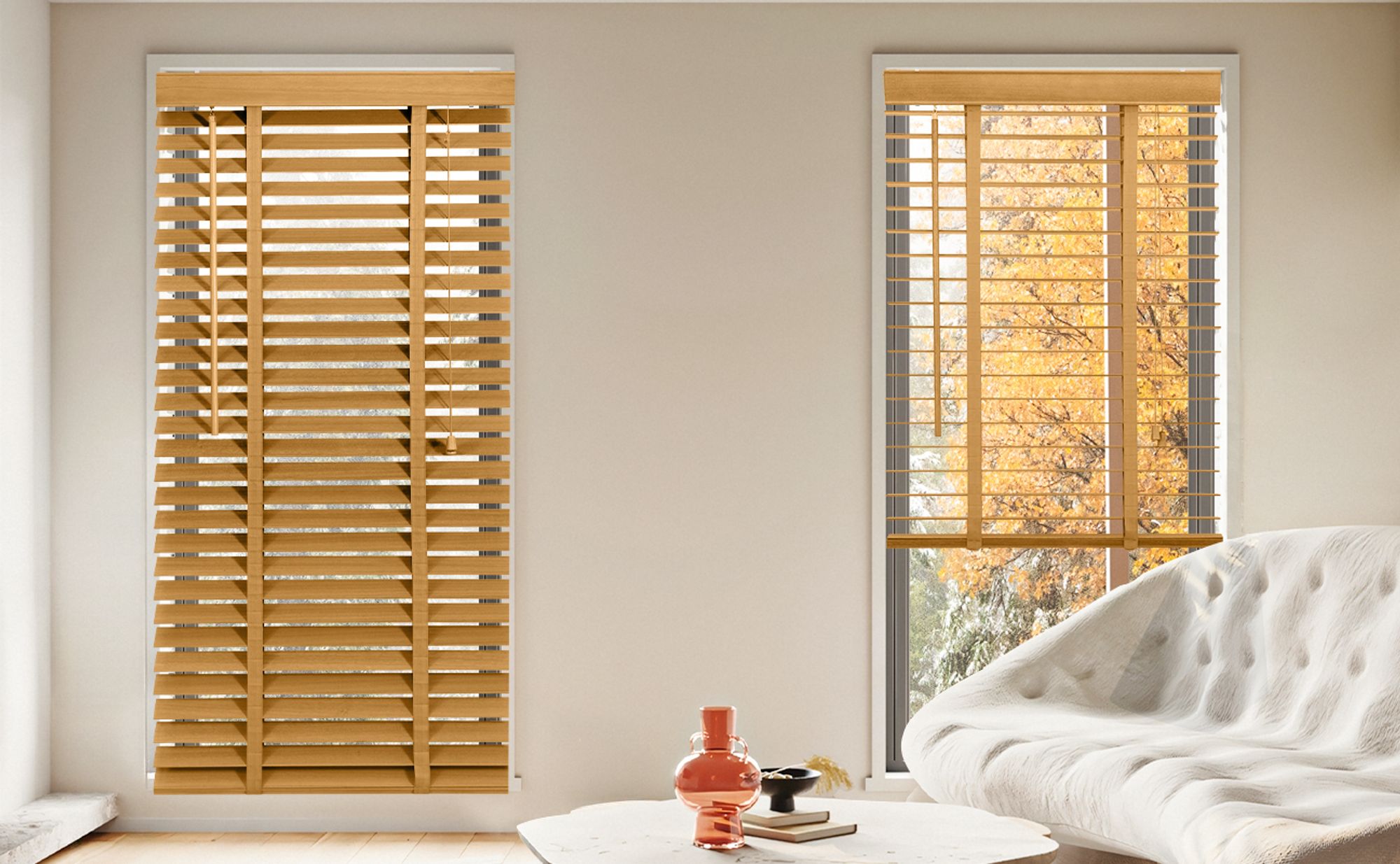 Holzjalousie 50mm lamellen Eichenfarbe 80x220cm