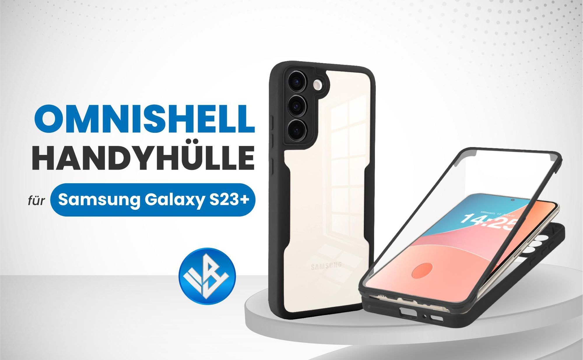 Schwarze 360 Grad Hülle für Samsung Galaxy S23+ mit Kameraschutz