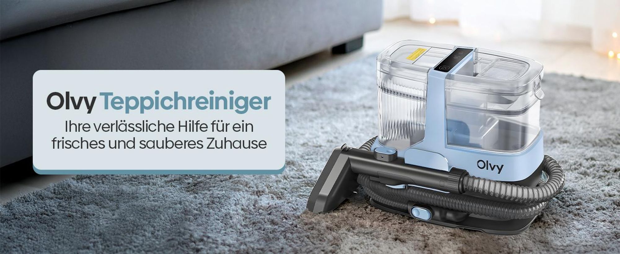 Olvy Teppichreiniger Waschsauger 17.000 PA – Leistungsstarker Nasssauger Polsterreiniger für Sofa, Auto & Teppich inkl. Zubehör & Reinigungsmittel