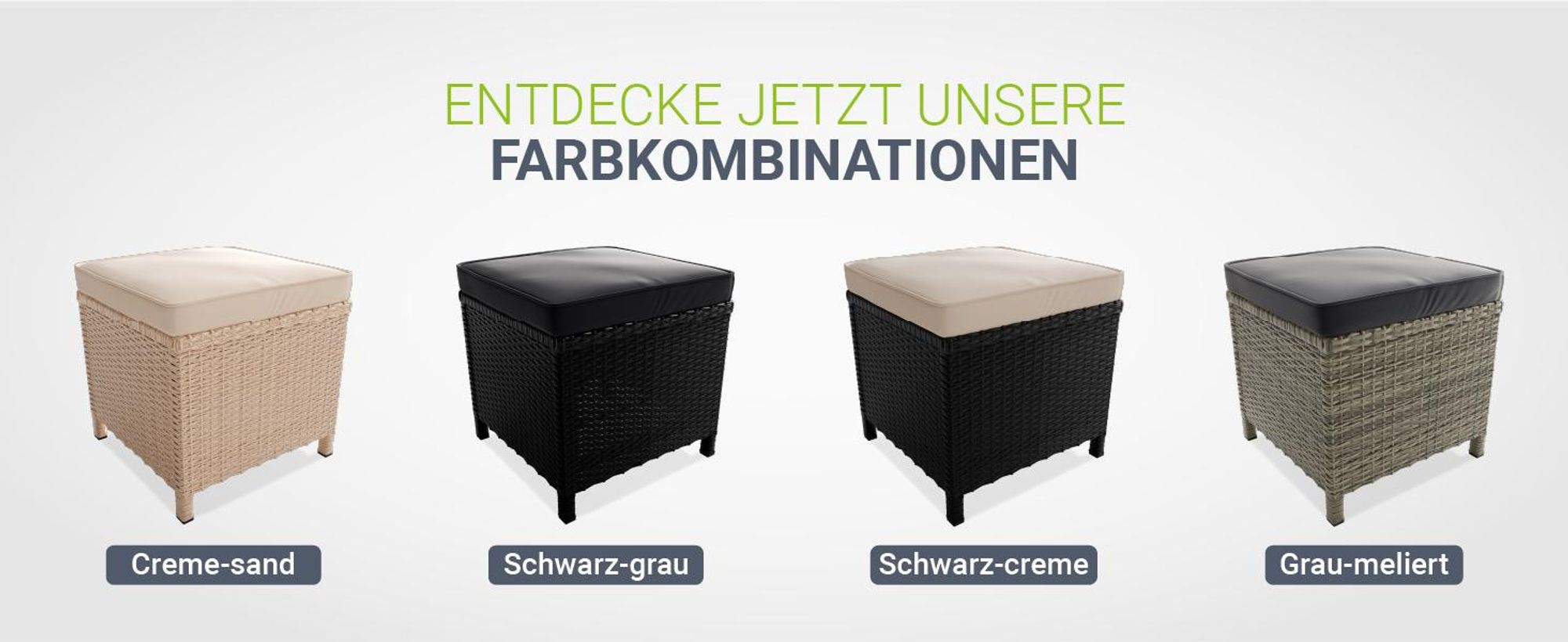 Juskys Polyrattan Lounge Manacor - Sofa, Tisch, Hocker & Kissen - Schwarz & Grau