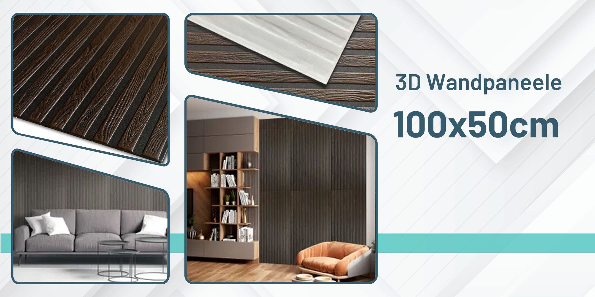 DECCART | 3D-Deckenplatten | Schwarze und braune Wandpaneele | Lamellen | 100x50cm | 20m2