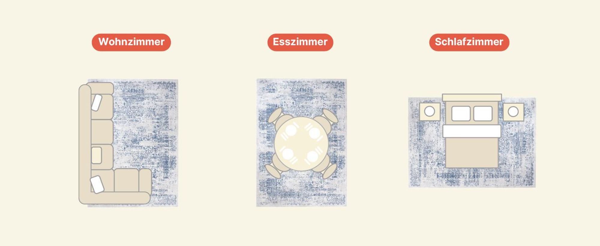 Tapiso Teppich SKY Modern Beige Grau Wohnzimmer 140 x 200 cm