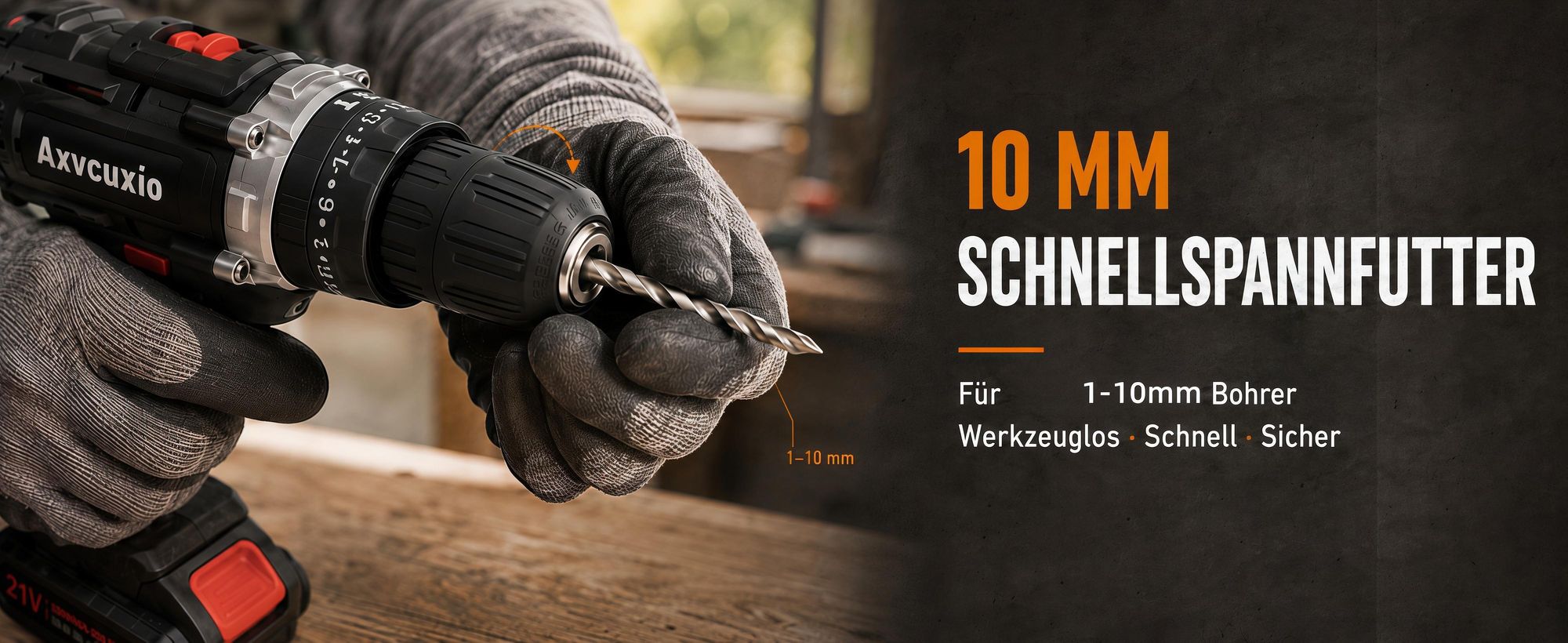 3-in-1 Akku schrauber,21V Akku Bohrschrauber Set,Schlagbohrmaschinen mit LED,45Nm Max,Schrauber mit 2x1500mAh Akkus,Koffer und viel Zubehör,Schwarz