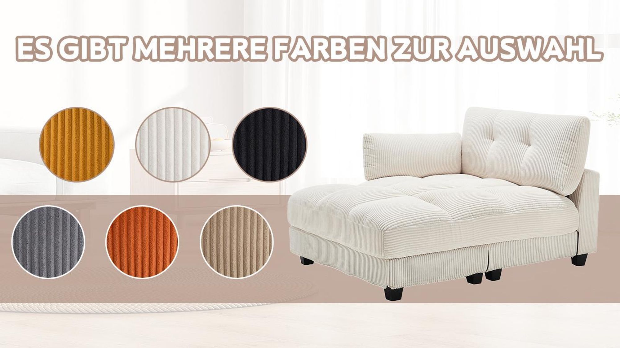 LVHOM Chaiselongue mit USB&Becherhälter, Relaxsessel mit Seitentaschen, Einzelsessel Bodensofa Loungesessel, Rückenlehne verstellbar, Beige